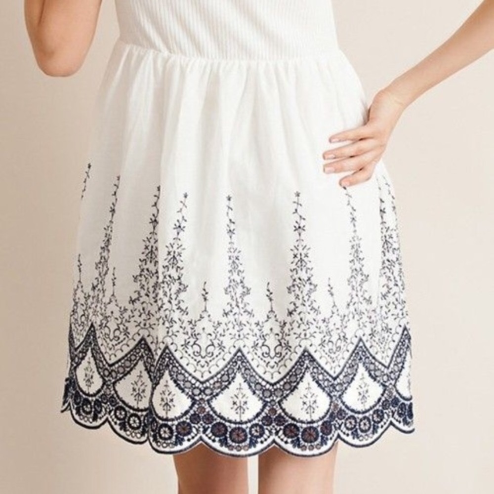 Entro medium navy blue and white embroidered dress - Picture 5 of 8